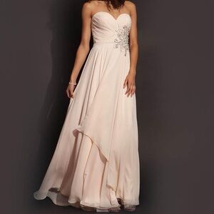Jovani Strapless Elegant Evening Gown Blush